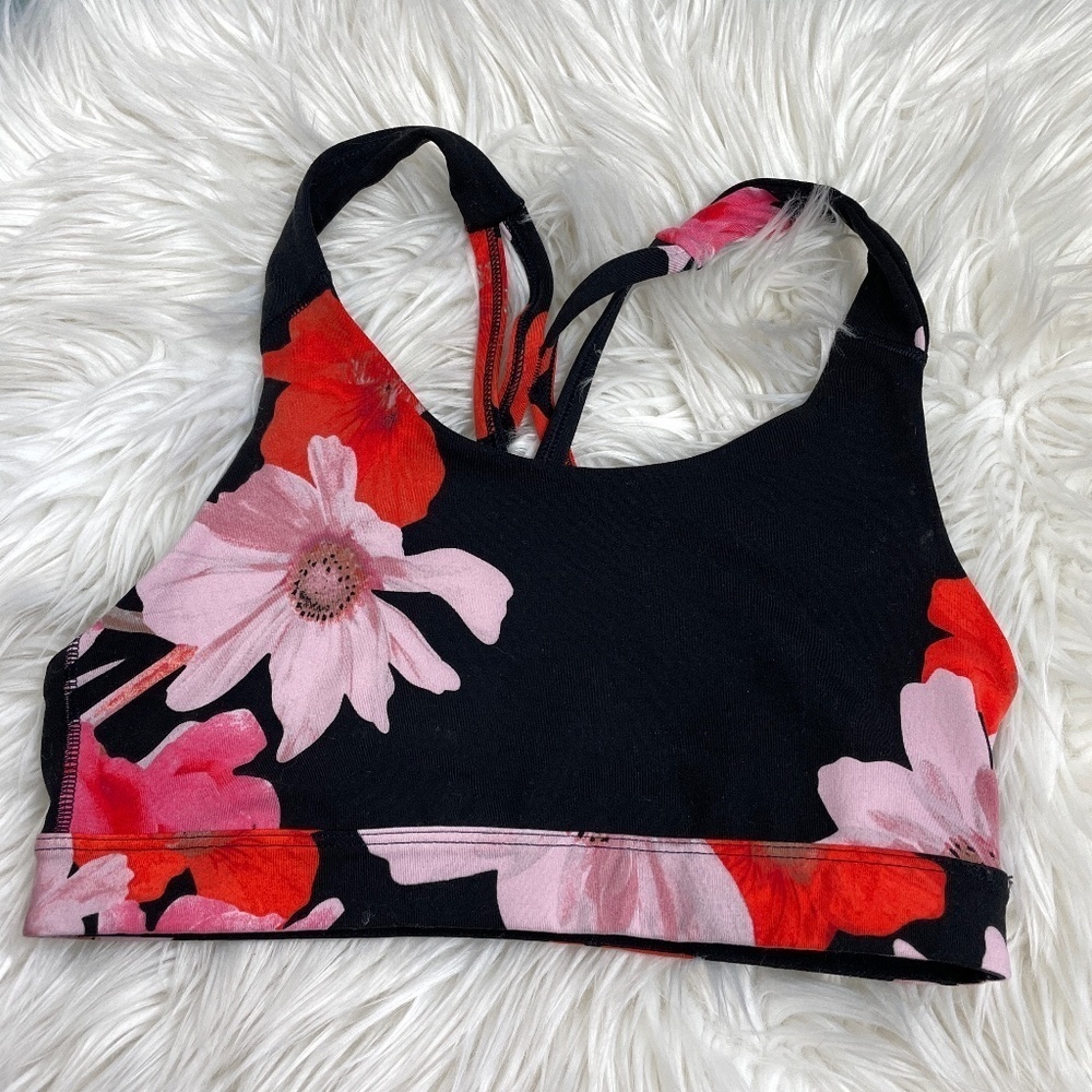 Old Navy black floral sports bra size S // 2956